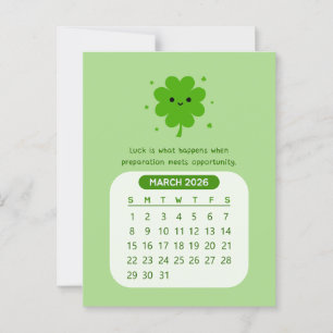 2026 März Monatlicher Kawaii Motivierend Kalender Postkarte