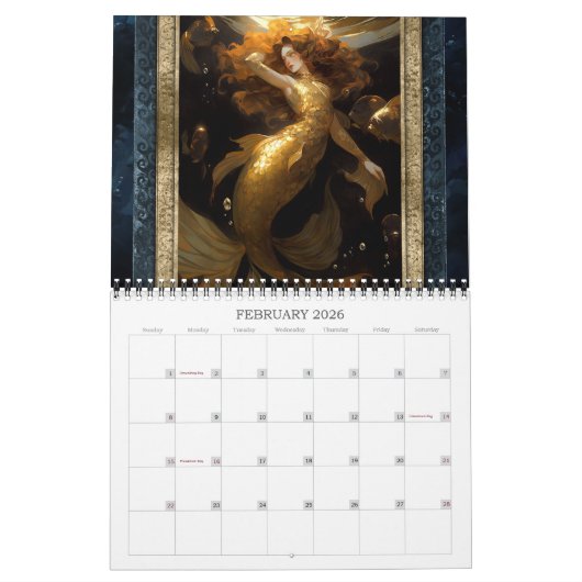 2026 Mermaids 2 Fantasy Art Calendar Kalender (Feb 2026)