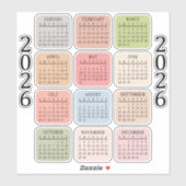 2026 Micro Calendar Bujo Planer Aufkleber (Blatt)