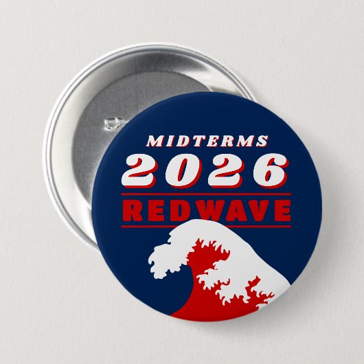 2026 Midterms RED WAVE Button (Vorne & Hinten)