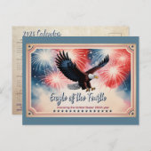 2026 Mini Kalender Feuerwerk, "Adler des Vierten" Postkarte (Vorne/Hinten)