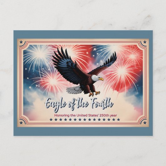 2026 Mini Kalender Feuerwerk, "Adler des Vierten" Postkarte (Vorderseite)