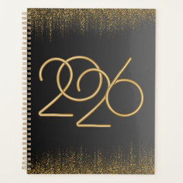 2026 Minimal Black & Gold Planner Cover Planer