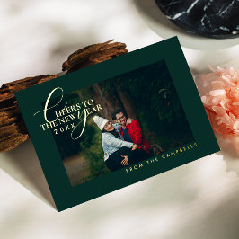 2026 Minimalist Modern Script Green Photo Folien Feiertagskarte