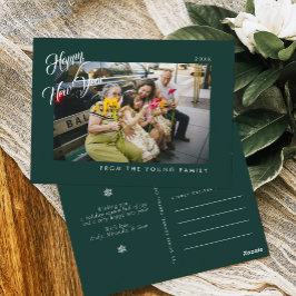 2026 Minimalist Modern Script Green Photo Postkarte