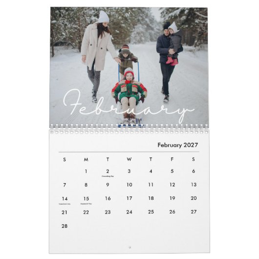 2026 Minimalist Script Custom Photo Kalender (Feb 2027)