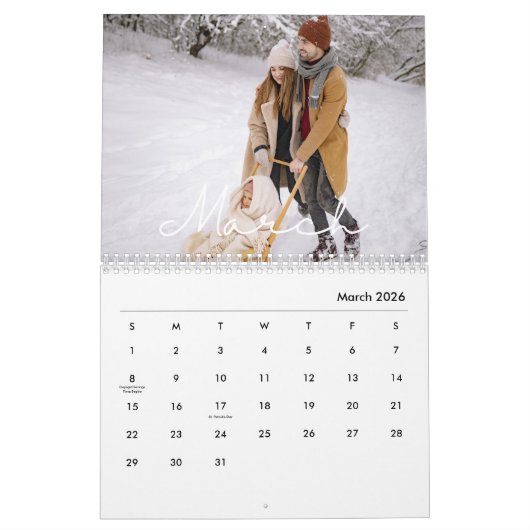 2026 Minimalist Script Custom Photo Kalender (Mär 2026)