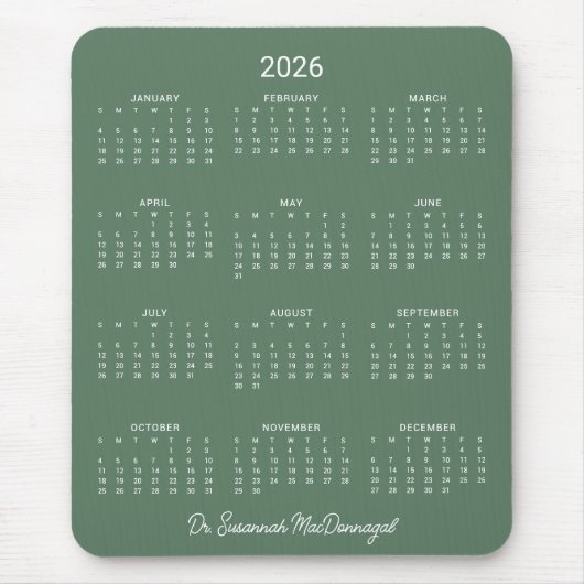 2026 Minimalistischer, moderner Schreibtischkalend Mousepad (Vorne)