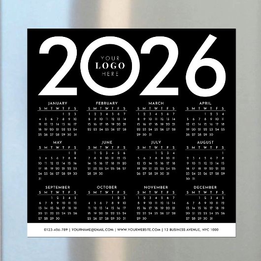 2026 Minimalistisches Geschäftslogo für Kalender S Magnetkarte