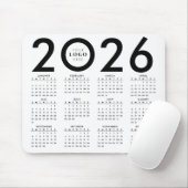 2026 Minimalistisches Geschäftslogo für Kalender S Mousepad (Mit Mouse)