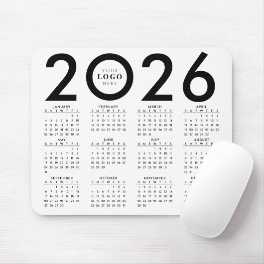2026 Minimalistisches Geschäftslogo für Kalender S Mousepad (Mit Mouse)