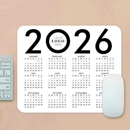 2026 Minimalistisches Geschäftslogo für Kalender S Mousepad