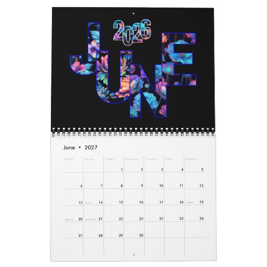 2026 Mit diesem elektrischen Glühen starten Sie da Kalender (Jun 2027)