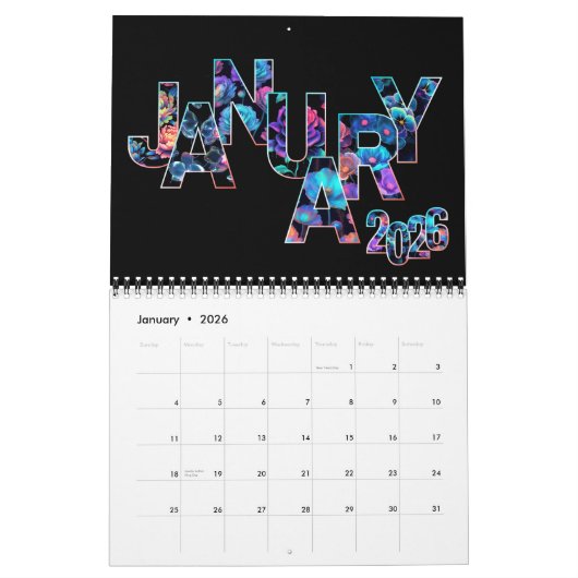 2026 Mit diesem elektrischen Glühen starten Sie da Kalender (Jan 2026)