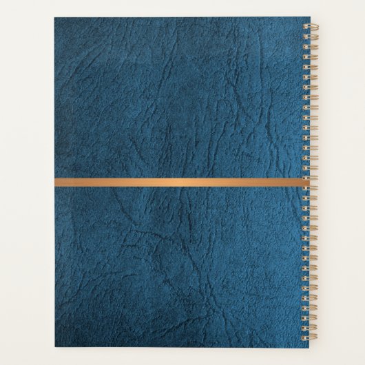 2026 mit Monogramm, elegantes, blaues Ledergold Planer (Rückseite)