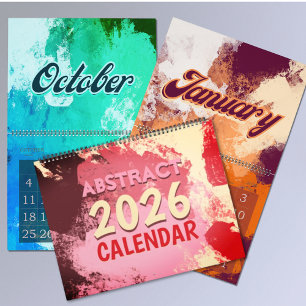 2026 modern abstrakte farbenfrohe Retro- Kalender