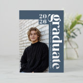 2026 Modern Blue 4 Photo Graduation Silver Folieneinladung (Stehend vorne)