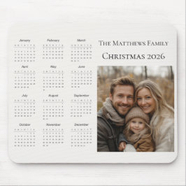 2026 Modern Christmas Photo Calendar Mousepad
