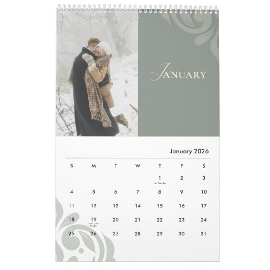 2026 Modern Classic Sage Damask Chic Couple  Kalender (Jan 2026)
