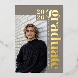 2026 Modern Graduate 4 Photo Graduation Gold Folieneinladung