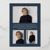 2026 Modern Graduate Blue Photo Graduation Silver Folieneinladung (Rückseite)