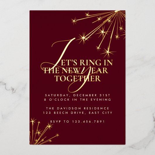 2026 Modern Minimal Classic Typography New Years Folieneinladung (Vorderseite)