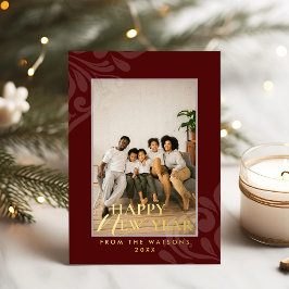 2026 Modern Minimal Festive Red New Year Folien Feiertagskarte