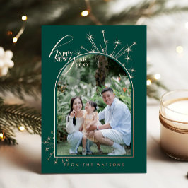 2026 Modern Minimal Photopop Teal Typography Folien Feiertagskarte