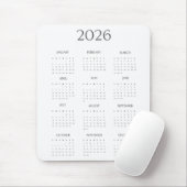 2026 Modern Minimalist Mini Calendar Mousepad (Mit Mouse)