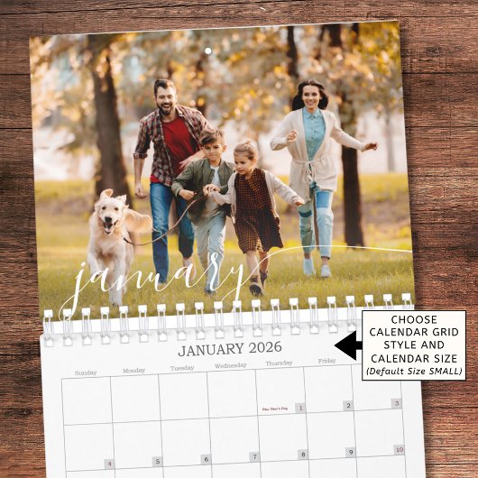 2026 Moderne benutzerdefinierte Foto-Script-Famili Kalender