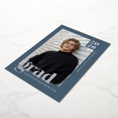 2026 Moderne Blaue 4 Foto-Abschluss Silber Folieneinladung (Gedreht)