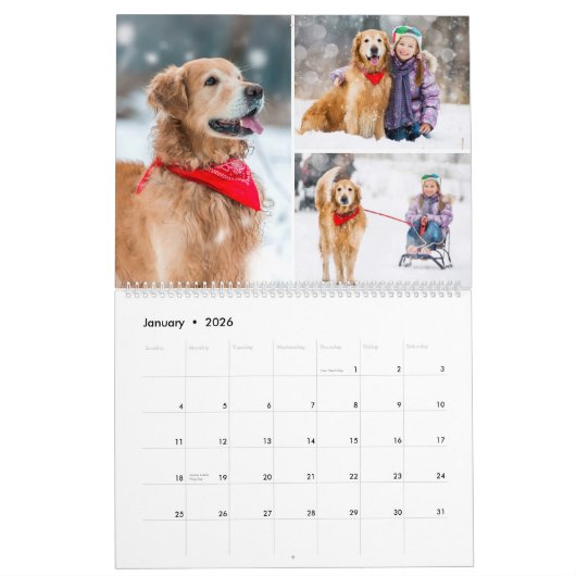 2026 Moderne, einfache, maßgeschneiderte FotoColla Kalender (Jan 2026)