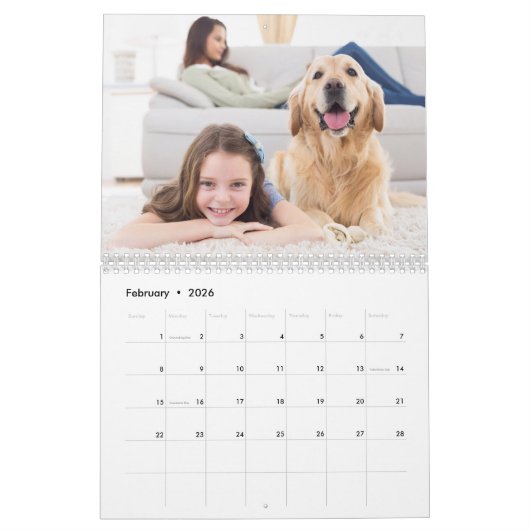 2026 Moderne, einfache Personalisierte Fotos Kalender (Feb 2026)