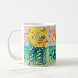 2026 Moderne Vier-Elemente-Wandkunst Kaffeetasse
