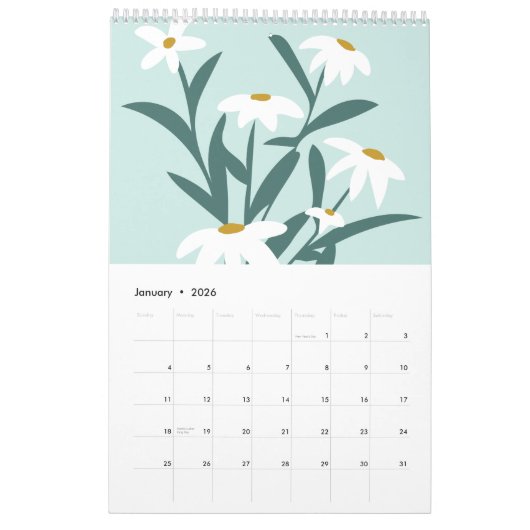 2026 Moderner Abstrakter botanischer Kalender (Jan 2026)