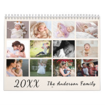 2026 Moderner Familien-Fotokalender – schwarz & we