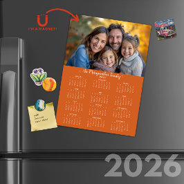 2026 Moderner Foto-Kalender für Burnt Orange Magnetkarte