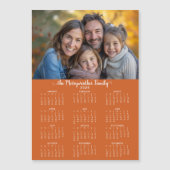 2026 Moderner Foto-Kalender für Burnt Orange Magnetkarte (Vorderseite)