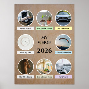 2026 Moderner Kreis Foto Vision Board Poster