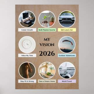 2026 Moderner Kreis Foto Vision Board Poster