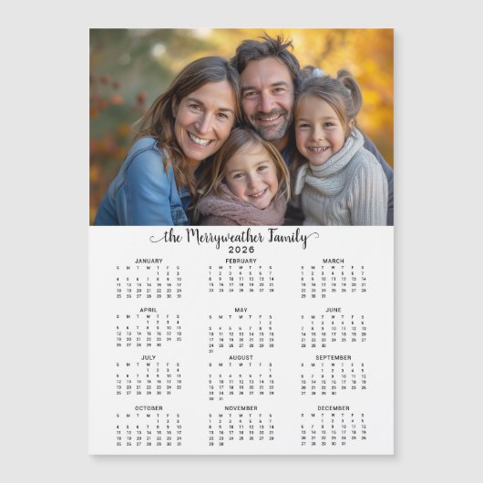 2026 Moderner Minimalistischer Kalender für einfac Magnetkarte (Vorderseite)