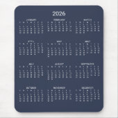 2026 Moderner Minimalistischer Marinekalender Mousepad (Vorne)
