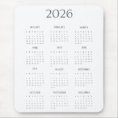 2026 Moderner Minimalistischer Mini-Kalender Mousepad (Vorne)