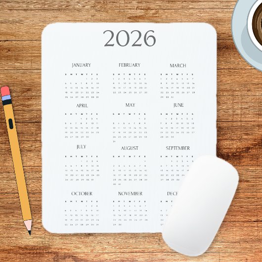 2026 Moderner Minimalistischer Mini-Kalender Mousepad