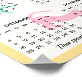 2026 Monatskalender Niedliche Pastel Playful Cat Poster (Ecke)