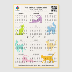 2026 Monatskalender Pastel Playful Cat Magnet