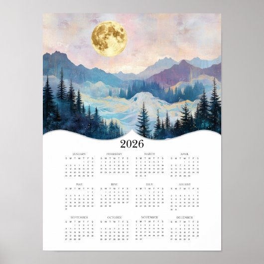 2026 Mond Fantasy Landscape Volljähriger Kalender Poster (Vorne)
