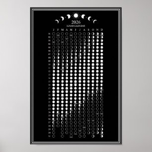 2026 Mondphasen-Lunar-Zyklen-Kalender Minimalist  Poster