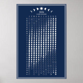 2026 Mondphasen-Lunarzyklen-Kalender Minimalist Poster