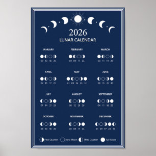 2026 Mondphasenkalender Lunarzyklen Minimalistisch Poster